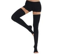 Ailaka Bas de Compression Médicale 20-30mmHg à Bout Ouvert Femme & Homme, Longs jusqu'en Haut de la Cuisse, Bande de Silicone Antidérapante, Soulagement Varices, Œdème, Jambes Lourdes(Noir, L)