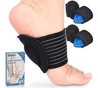 Ailaka Lot de 2 paires d'orthèses de soutien de la voûte plantaire, manchons de compression rembourrés pour soulager la douleur et les douleurs, pieds plats, épines calcanéennes (noir et bleu, 4
