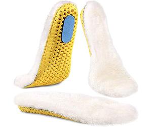 Ailaka Semelles intérieures de sport en peau de mouton pour homme et femme - Laine épaisse de qualité supérieure - Inserts chauds pour chaussures, bottes, pantoufles, baskets - Taille 38 - Blanc/jaune