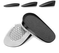 Ailaka Semelles intérieures en gel pour augmenter la hauteur, coussinets de talon absorbant les chocs, insert de chaussures pour homme et femme, noir, taille L, hauteur du talon : 1,5 cm, Noir, Large