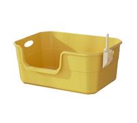 Ailan Bac à litière Ouvert en PP : Durable et Facile d'entretien pour Les Amoureux des Chats. Ce bac à litière Ouvert Permet d'observer Facilement Le comportement des Chats, Jaune, 50 x 35 x 22 cm
