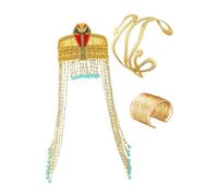 Ailan Bandeau De Reine Égyptienne Confortable pour Femmes avec Brassard Et Bracelet en Or Représentations Théâtrales Et Occasions À Thème Coiffe De Princesse Brassard Serpent Bracelet en Or