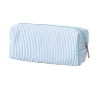 Ailan Boîte à Papeterie Double à Rayures et Broderies - Petite mais Grande capacité pour Les Voyages, Le Bureau et l'école, Bleu Clair
