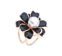 Ailan Boucle de foulard élégante ornée de perles, anneau foulard présentant un motif floral innovant à trois anneaux, un ajout magnifique à toute tenue. Perle d'imitation, peut également être