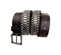 Ailan Ceinture à rivets Style Punk Rock Cool et à la mode pour hommes, confort et durabilité, ceintures pour femmes, ceinture en cuir, café, 105 cm