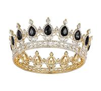 Ailan Couronne de cheveux en strass brillant, diadème élégant pour mariage, reine de mariée, couronne de cheveux en alliage, diadèmes et couronnes en alliage, Base or + diamant noir