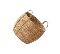 Ailan Panier tressé multifonctionnel pour jardin, maison de campagne, pendaison de crémaillère, présentoir floral d'intérieur, pot fleurs simple et spacieux offrant une, Beige, 25 x 25 x 23 cm