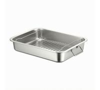 Ailan Plat à rôtir carré en acier inoxydable avec,39.5 x 29.5 x 7 cm | Plat à rôtir carré en acier inoxydable avec grille et plateau de service
