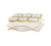 Ailan Plateau compartimenté élégant pour desserts et amuse-gueules, présentant une variété de douceurs, d'entrées et de salades. Plateau service à base rotative avec couvercles.