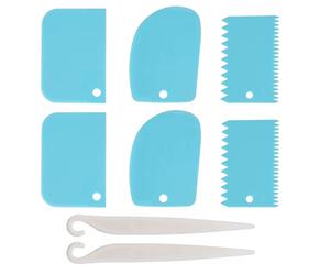 AILANDA 5PCS Coupe Pâte de Boulangerie Corne Pâtisserie Professionnelle Bleu Spatules pour du Pain Chocolat 12x8cm Grattoir à Pâte en Plastique avec Couteau à Dénuder 22cm pour Cuisine Crêpes Fromage