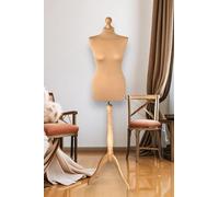 AILANT Mannequin de Couture Femme Cover Beige, Light Wood Stand (XS 34/36)