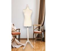 AILANT Mannequin de Couture Femme Cover Cream, White Wood Stand (M 38/40)