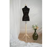 AILANT Mannequin de Couture Femme, Mannequin Tailleur féminin, Housse Noire avec des Fleurs Marron (Light Wood, S 36/38)