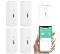 Ailao 4PCS Thermomètre Connecté Thermometre Wifi Tuya Smart Thermometer Wifi Capteur TempéRature with APP Indoor Thermometer Hygrometer Support Alexa
