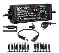 Ailao Chargeur Universel 12V Réglable Alimentation Universelle 120W Chargeur Universel PC Portable CC 3V-24V avec Port USB avec 14 Ports d'alimentation Prise Européenne CA 100-240V.