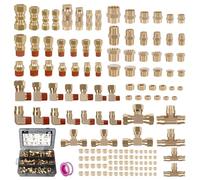 Ailbiuko Lot de 150 raccords en laiton DOT Push-To-Connect et raccords de tuyau d'air de compression en nylon, raccords de tuyau d'air de 0,6 cm, 0,3 cm, 3/8", 1/2" pour camion ou système d'air