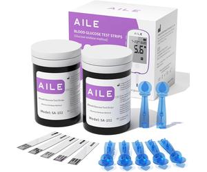 AILE Bandelettes de test de glycémie 50 pcs - Méthode de l'oxydase de glucose, Sans codage requis, Compatibles avec les lecteurs AILE A608/A601/A606/A616/W33