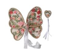 Aile brodée délicate pour enfants - Joli papillon et baguette pour séances photo à thème et spectacles sur scène - Ange en dentelle brodée pour enfants