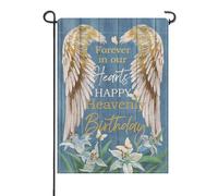 Aile Commémorative « À Jamais Dans Nos Cœurs » Drapeaux Solide Bannière Couleurs Vives Drapeau De Jardin Pour Porche Célébrations Cour 30X45Cm