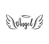 aile d'ange avec halo et texte de lettrage d'ange Stickers gravés 30x74.8cm Auto-adhésif Noir