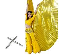 Aile D'Isis de Danse du Ventre, Costume de Danse du Ventre Professionnel pour Femme, Ailes D'angle à 360 Degrés avec Bâtons, Ailes Dorées, Ailes de Danse D'ouverture, Ailes Dorées de Danse du(Or)