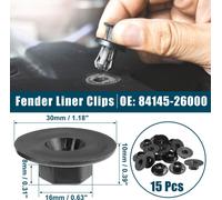 Aile Doublure Agrafes Remplacement pour Kia Cadenza - 15 pcs Noir