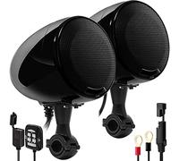 Aileap 600W Amplificateur Intégré 4.5" Gamme Complète Étanche Bluetooth Moto Haut-Parleurs Stéréo Moto Système Audio Radio avec USB AUX MP3, Convient pour 1 à 1,25 Pouce Guidon Installation (Black)
