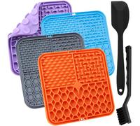 Aileem Lot de 4 tapis anti-fuite pour chien et chat avec ventouse - Tapis anti-fuite pour animal de compagnie - Tapis de fuite pour animal de compagnie - Avec spatule en silicone + brosse