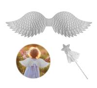Ailes ange enfant avec étoile et baguette - Costume de fée aile pour enfants - Costume pour Halloween Fête de Noël Cosplay (3-6 ans)