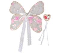 Ailes brodées en dentelle pour enfants accessoires de photographie sangle réglable aile papillon avec baguette douce et confortable nouveau-né photographie ensemble