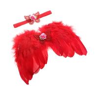 Ailes d'ailes pour nourrisson avec bandeau réglable - Décoration d'anniversaire pour bébé - Mise à niveau pour les séances photo de bébé et ailes en plumes aléatoires spéciales