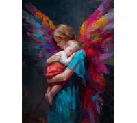 Ailes D'Amour Maternel Peinture Numero Adulte, Kit de Peinture par Numéro Adultes débutants Enfant, Coloriage Numerote d'Art Kit, Décoration Murale et Cadeaux Maison Loisirs 50x65cm (Sans Cadre) G-567