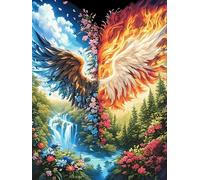 Ailes d'ange au-Dessus d'une forêt de Cascades 300 Pièces Puzzle Expert Confirmé en Carton sans Déformation Rêve Magique de Science-Fiction Très Difficile Décoration Murale Collection Cadeau Fête des
