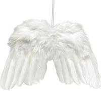 Ailes d'ange blanches en plumes 25x18 cm - Décoration de Noël à suspendre, lot de 3