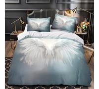 Ailes d'ange Blanches Housse de Couette 3D Effet Microfibre résistante Respirante Style_Art_Spirituel Parure de Lit Fermeture Éclair Ultra Douce Confortable for Couple Single（135x200cm）