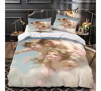 Ailes d'ange Blanches Housse de Couette 3D Imprimée Microfibre résistante Confortable Style_Art_Spirituel Parure de Lit Fermeture Éclair Hypoallergique Respirante for Couple King（220x240cm）