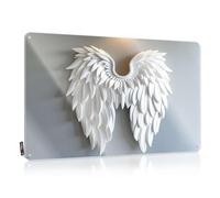 Ailes d'ange blanches sur un mur gris designer inapproprié - Décoration murale d'été cool (30 x 40 cm)