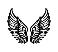 ailes d'ange élégantes silhouette de plumes Stickers gravés 41x50cm Plusieurs tailles disponibles Noir