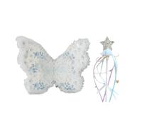 Ailes d'ange en tissu brodées délicates pour filles avec baguette magique - Accessoires photo pour les fêtes d'enfants et les séances photo