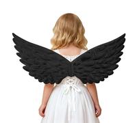 Ailes d'Ange Enfant Irisé, Deguisement Ange Blanc ou Ange Déchu Noir, Accessoire Costume Gothique Réglable Aux Dos, Ailes de Fée, pour Défilé Angélique, Fête Thème Sombre, Carnaval, Halloween, Cosplay