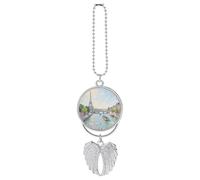 Ailes d'ange gardien pour rétroviseur de voiture, accessoires à suspendre, en métal, tour Eiffel à Paris, breloques de voiture pour homme et femme, ornement à suspendre, bijoux cadeau