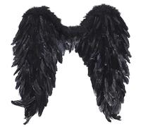 Ailes d'ange noires - Grandes ailes en plumes naturelles pour adulte - Costume de démon, diable et maléfique pour cosplay