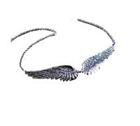 Ailes d'ange plume perles noires Vintage pendentif ras du cou (2)