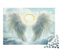 Ailes d'ange Puzzles 1000 Pieces Cadeau Unique Nuages Halo Jeu Éducatif Défi Jouet À De Qualité Supérieure Peinture Art pour Adultes Et Enfants À Partir De 14 Ans 1000pcs (75x50cm)