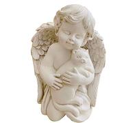 Ailes d'ange tenant un chat - Statue d'ange fidèle souvenir - Figurine de jardin pour intérieur ou extérieur - Figurine de chat gardien du souvenir - 17,8 cm