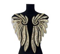 Ailes de couture réutilisables brodées avec paillettes métalliques, idéal pour une tenue formelle, une robe de soirée, une décoration de poitrine de mariée