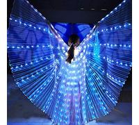 Ailes de Danse de Papillon Lumineuses à LED Accessoires Lumineux de Danse à Cinq Couleurs Cape de Danse du Ventre Fluorescente Ailes d'ange Féminines avec Bâton Télescopique Fête(Blanc)