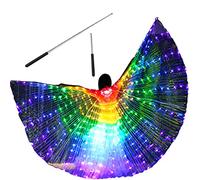 Ailes de Danse du Ventre LED 360 ° pour Adultes - Fermeture avec tiges télescopiques de 20 à 100 cm - 2 Modes de contrôle de la lumière - Ailes de Papillon pour Carnaval, scène, fête de Noël