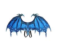Ailes de dinosaure - Accessoires de décoration pour bal masqué, anniversaire, Halloween, costume de dragon - Bleu - 90 x 46 cm