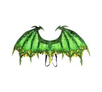 Ailes de dinosaure - Accessoires de décoration pour bal masqué - Pour anniversaire, Halloween, costume de dragon - Vert - 90 x 46 cm